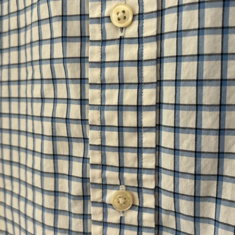 POLO RALPH LAUREN Mens Blue White Black Plaid Button Down Shirt Size Large Twill